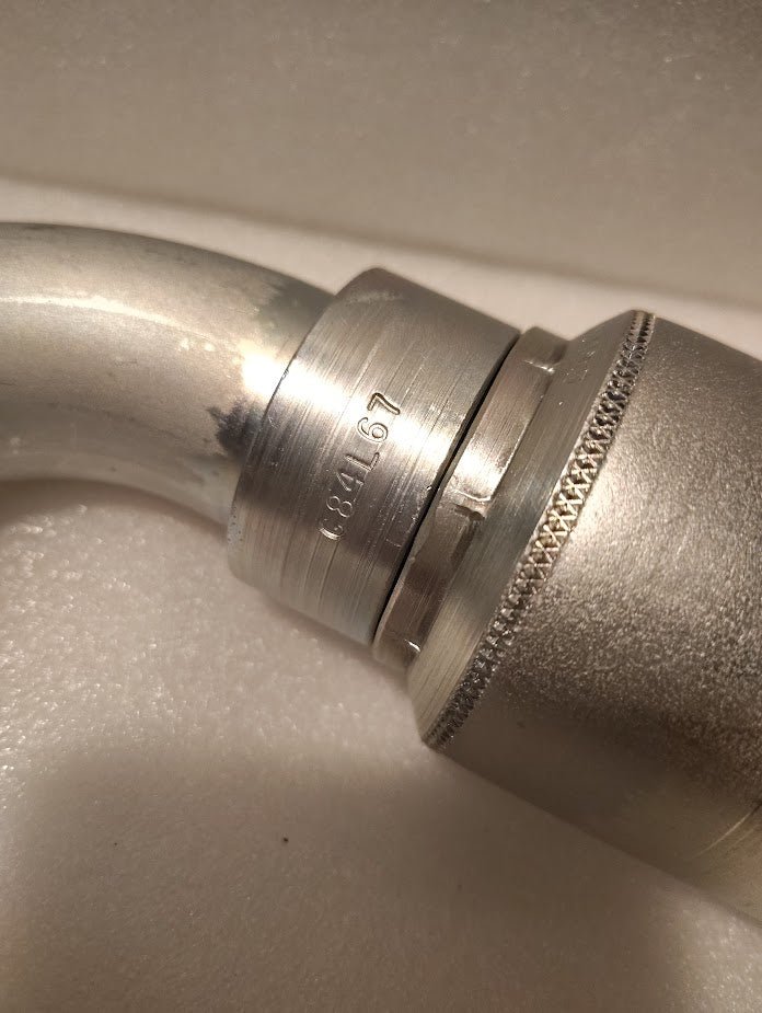 Weatherhead 43024U - G84L67 | 1 1/2" Hose x 1 1/2" Code 61 Flange Fitting - 100 Long bend | GW54 - 24x24 Fitting