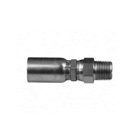 The 04UJ04 MPX-04-04 fitting, featuring a cylindrical body and a threaded end for connecting hoses in fluid systems, seamlessly integrates with compatible hose styles against a plain white background.