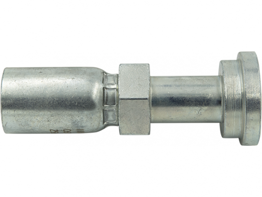 The 16UG16 is a metal hydraulic fitting with a cylindrical shape and threaded section, specifically designed for connecting 100R1 hoses. It features a smooth, shiny surface and has a slightly tapered end, suggesting its use in fluid systems.