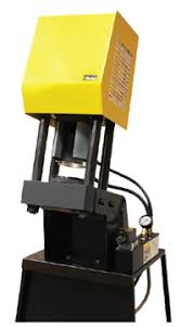 A reconditioned Parker Parkrimp 2 (83C-081) hydraulic 2 hose crimper, in yellow and black with a gauge and control panel for precision, is displayed against a white background.